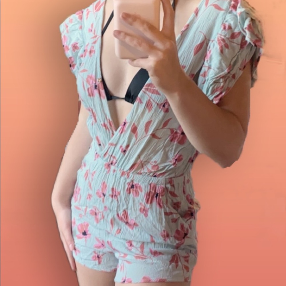 Billabong, xs, floral romper/beach cover up